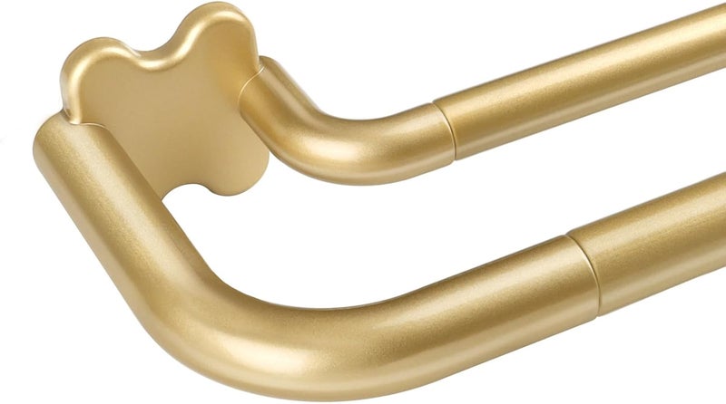 USFOOK Gold Blackout Double Curtain Rods Set, Wrap Around Curtain Rods for Windows 66 to 120 Inch, 6/8 Inch Room Darkening Curtain Rod 32 to 115 Inch, Decorative Drapery Rods for Home - Image 1